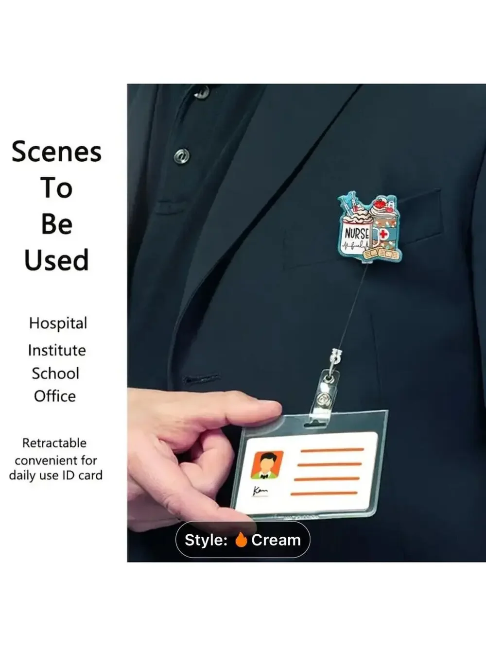 NURSE Retractable Reel Badge,Hospital, Office and School use